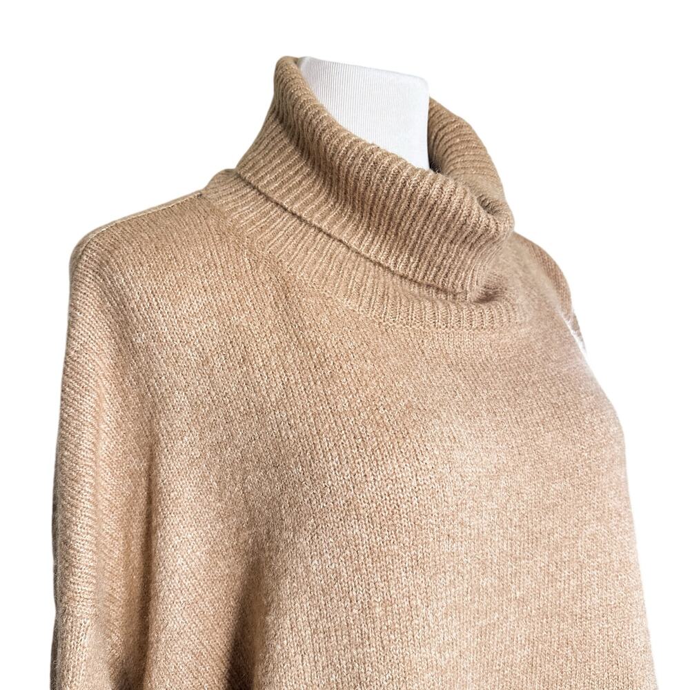 French Connection Vacara Wool Blend Oversized Turtleneck Sweater Tan Beige Large - Picture 5 of 13